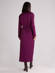 Ro&Zo Burgundy Red Satin Twist Front Shirt Dress - Image 6 of 6