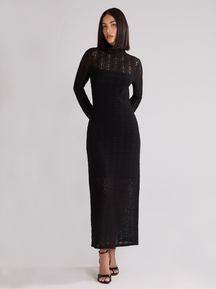Ro&Zo Petite Lace High Neck Midi Dress - Изображение 1 из 4