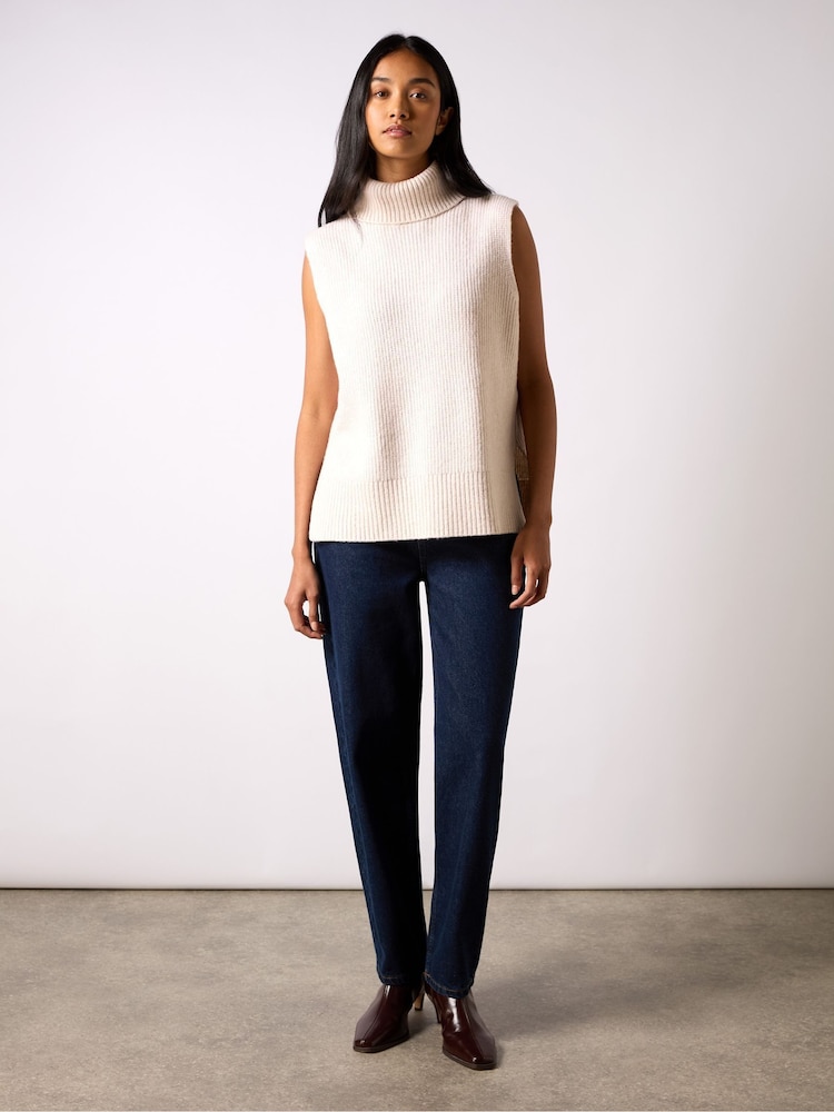Ro&Zo Brown Sleeveless High Neck Jumper - Image 2 of 4