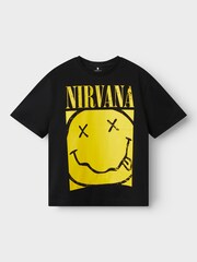 Name It Black Nirvana Short Sleeve Songal 100% Cotton T-Shirt - Image 1 of 3