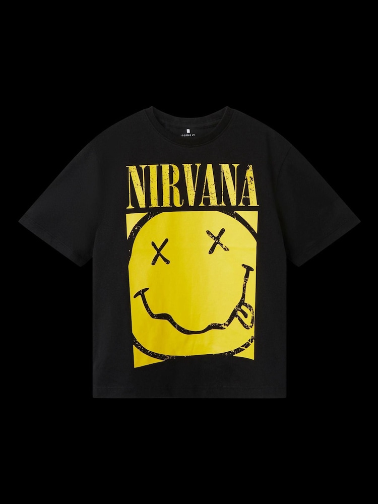 Name It Black Nirvana Short Sleeve Songal 100% Cotton T-Shirt - Image 3 of 3