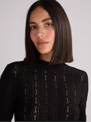 Ro&Zo Black Lace High Neck Top - Image 3 of 3
