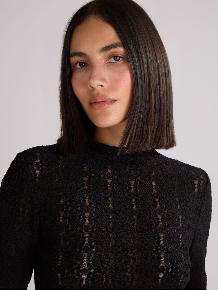 Ro&Zo Black Lace High Neck Top - Image 3 of 3