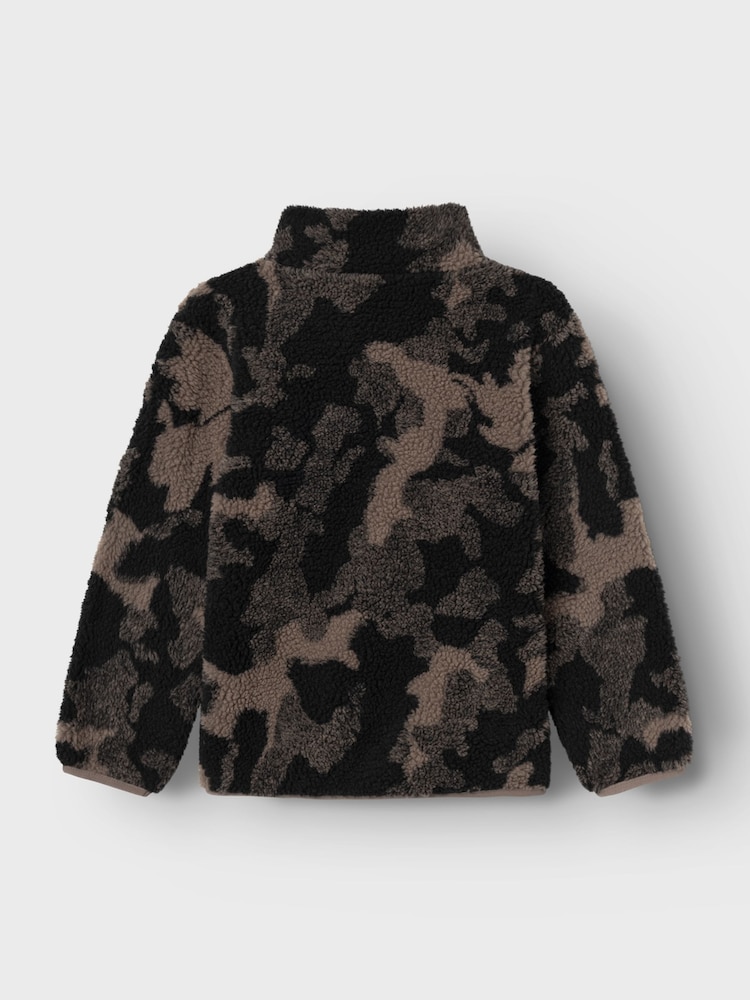 Name It Black Long Sleeve Camo 3/4 Zip Sweat Top - Image 2 of 3