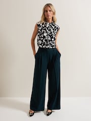 Phase Eight Black Polly Printed Twist Neck Top - Image 3 of 6