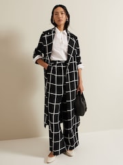 Phase Eight Black Aspen Check Drape Trench Coat - Image 3 of 6