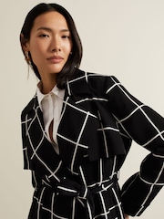 Phase Eight Black Aspen Check Drape Trench Coat - Image 4 of 6
