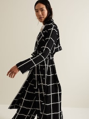 Phase Eight Black Aspen Check Drape Trench Coat - Image 5 of 6