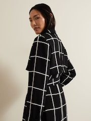 Phase Eight Black Aspen Check Drape Trench Coat - Image 6 of 6