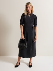 Phase Eight Black Senita 100% Cotton Denim Wrap Dress - Image 1 of 5
