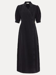 Phase Eight Black Senita 100% Cotton Denim Wrap Dress - Image 5 of 5