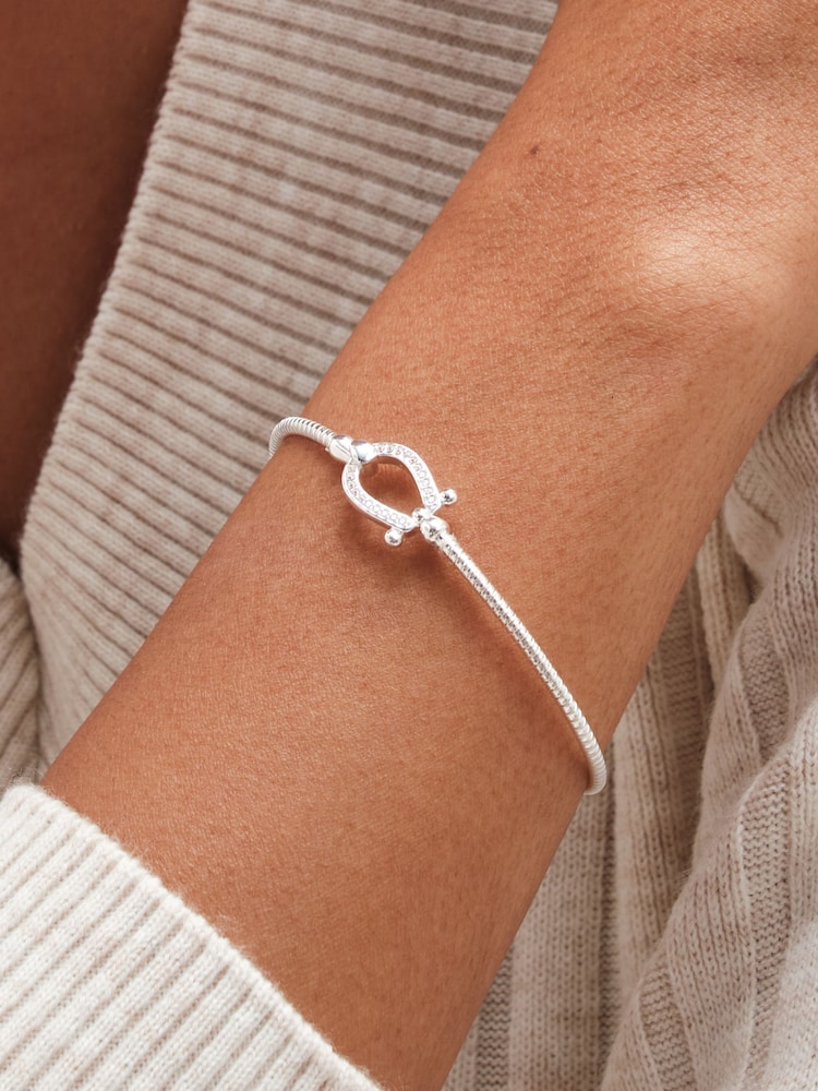Simply Silver Silver Tone 925 Polished Adjustable Snaffle Bracelet - Image 1 of 3