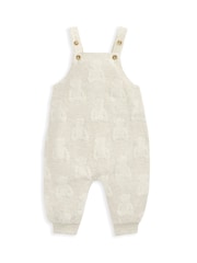 Mamas & Papas 100% Cotton Teddy Bear Textured Brown Dungaree And Bodysuit Set - Image 6 of 7