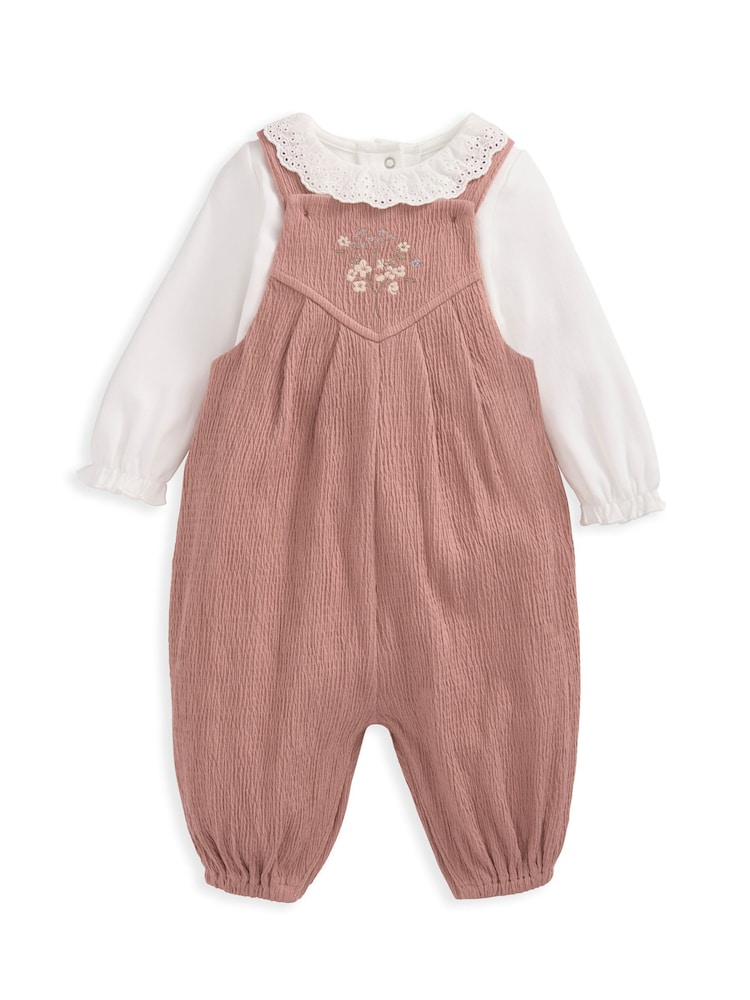 Conjunto de peto y bodi de algodón 100% con efecto arrugado en rosa de Mamas & Papas - Imagen 2 de 4 Conjunto de peto y bodi de algodón 100% con efecto arrugado en rosa de Mamas & Papas - Imagen 2 de 4