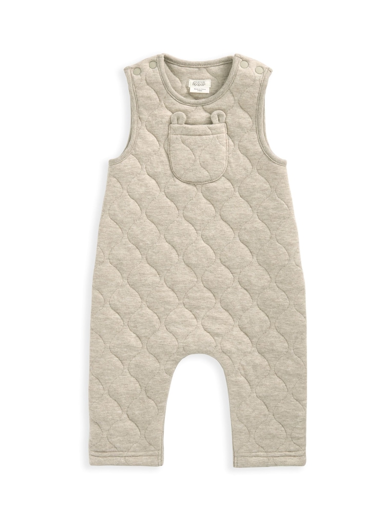 Mamas & Papas gesteppte braune Latzhose und Bodysuit im Set mit Bärenohren - Bild 8 von 8