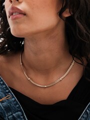 Mood Gold Tone Flat Cobra Station Chain Necklace - Image 2 of 5