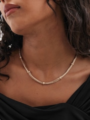 Mood Gold Tone Flat Cobra Station Chain Necklace - Image 3 of 5