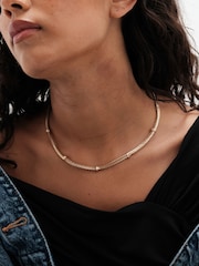 Mood Gold Tone Flat Cobra Station Chain Necklace - Image 5 of 5