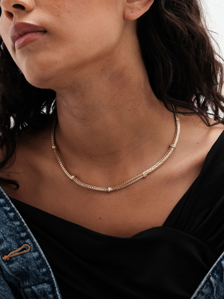 Mood Gold Tone Flat Cobra Station Chain Necklace - Image 5 of 5