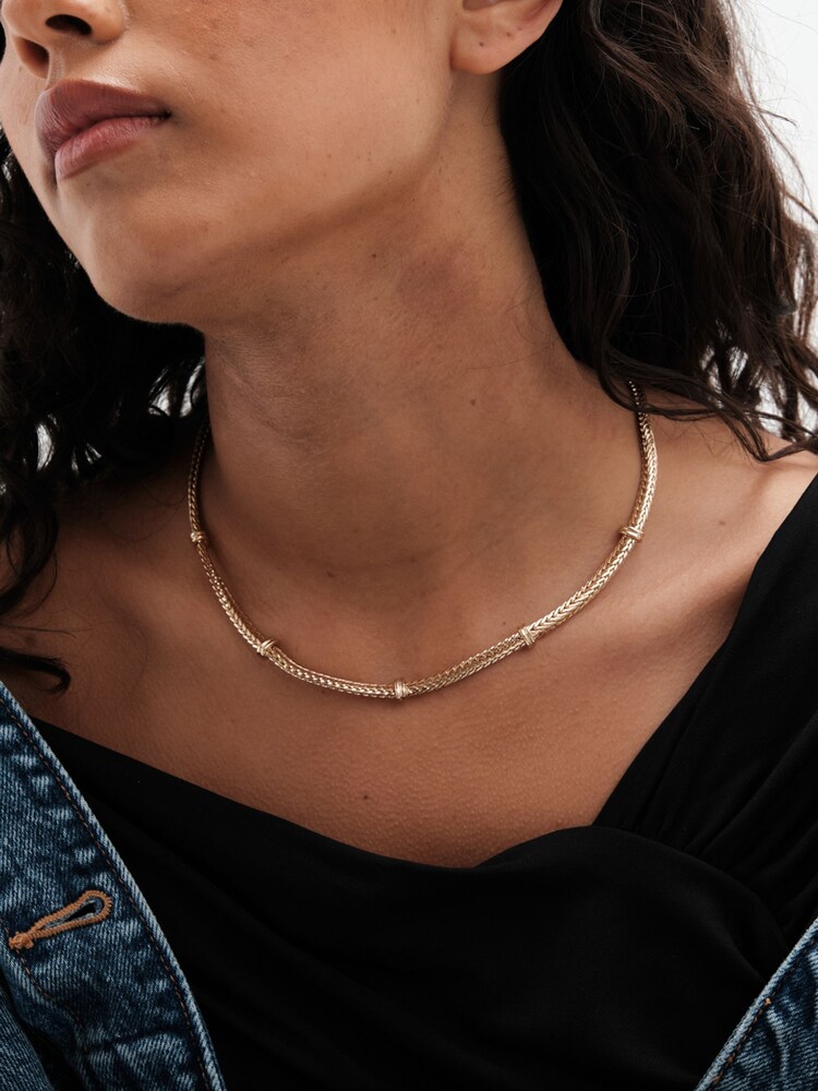 Mood Gold Tone Flat Cobra Station Chain Necklace - Image 5 of 5 Mood Gold Tone Flat Cobra Station Chain Necklace - Image 5 of 5