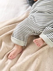 Mamas & Papas Blue 100% Cotton Stripe Dungaree And Bodysuit Set - Image 2 of 6