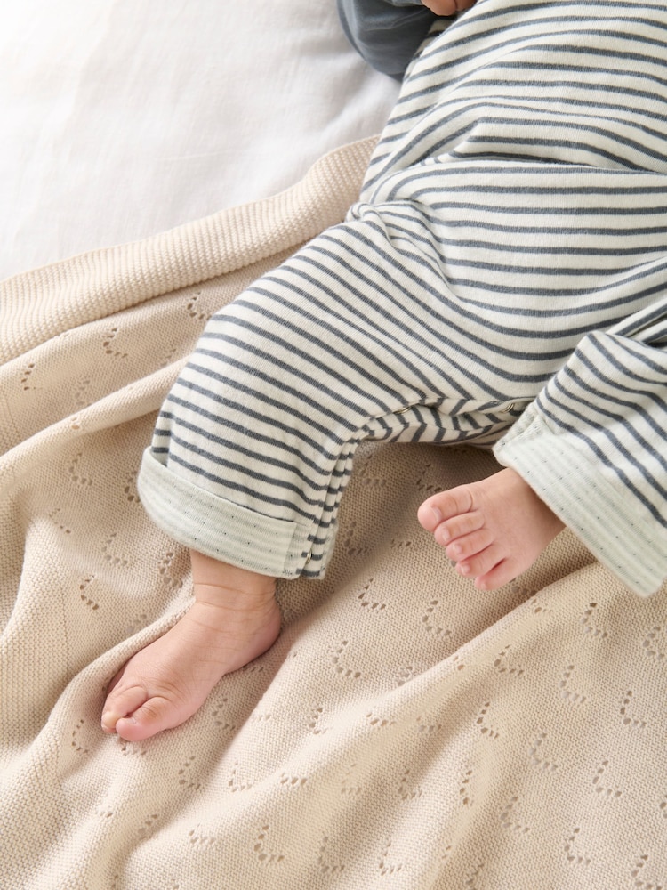 Mamas & Papas Blue 100% Cotton Stripe Dungaree And Bodysuit Set - Image 2 of 6