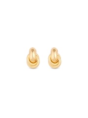 Mood Gold Tone Mini Recycled Textured Twist Doorknocker Earrings - Image 1 of 3
