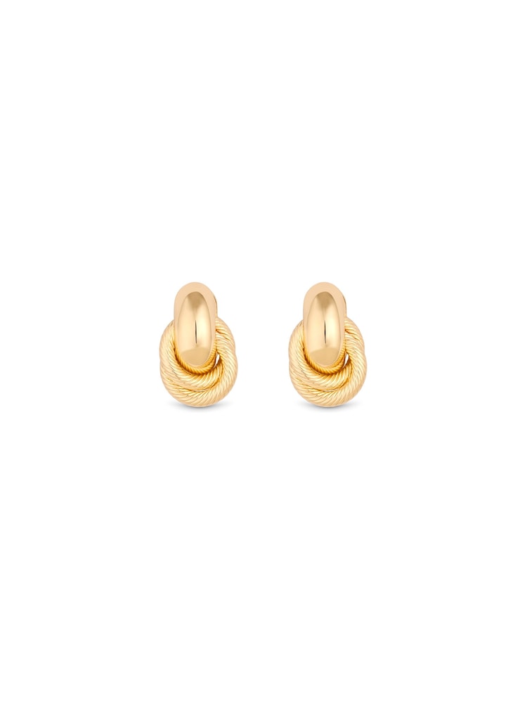 Mood Gold Tone Mini Recycled Textured Twist Doorknocker Earrings - Image 1 of 3