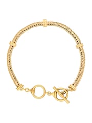 Mood Gold Tone Flat Cobra Station Chain T-Bar Bracelet - Image 1 of 4