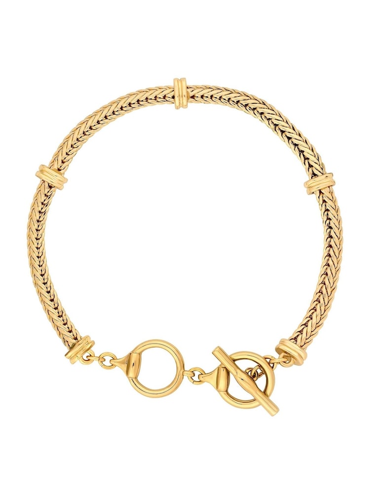 Mood Gold Tone Flat Cobra Station Chain T-Bar Bracelet - Image 1 of 4