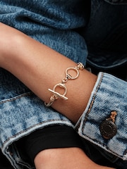 Mood Gold Tone Flat Cobra Station Chain T-Bar Bracelet - Image 2 of 4