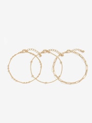 Mood Gold Tone Polished Ball Fine Chain Bracelets Pack of 3 - Image 1 of 3