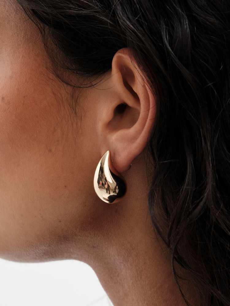Mood Gold Plated Polished Dome Hoop 2 Pack Earrings - Image 2 of 6