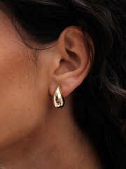 Mood Gold Plated Polished Dome Hoop 2 Pack Earrings - Image 5 of 6