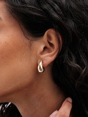Mood Gold Plated Polished Dome Hoop 2 Pack Earrings - Image 6 of 6