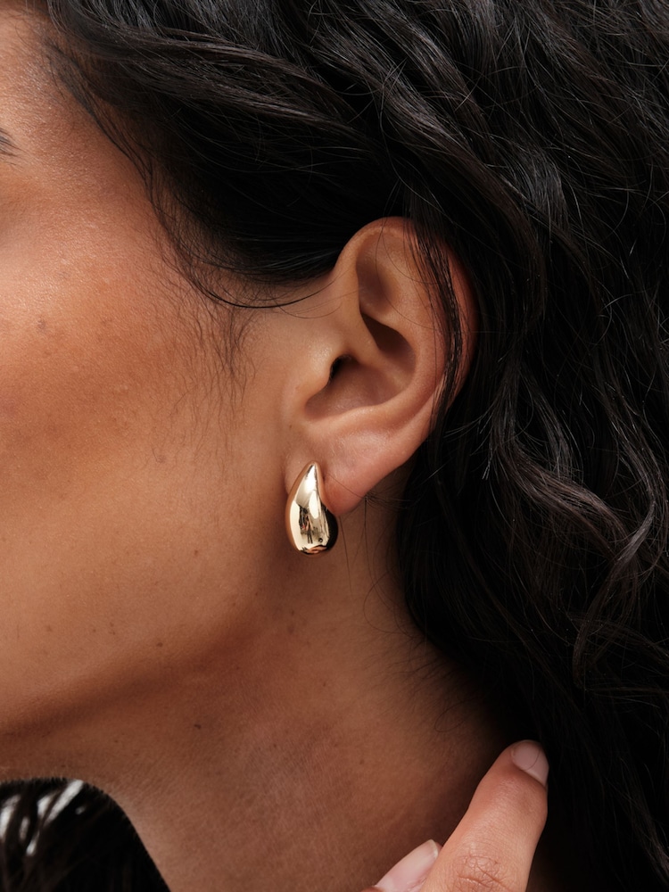 Mood Gold Plated Polished Dome Hoop 2 Pack Earrings - Image 6 of 6