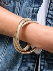 Mood Gold Tone Spiral Double Cuff Bracelet - Image 3 of 4
