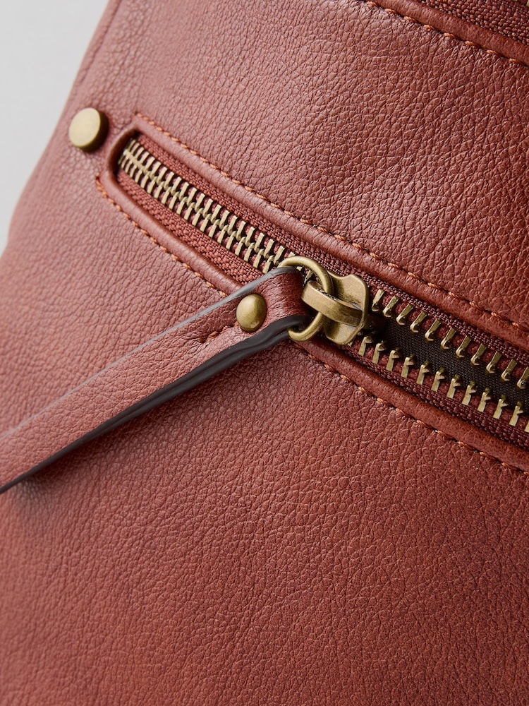 Tan Brown Washed Messenger Bag - Image 9 of 10