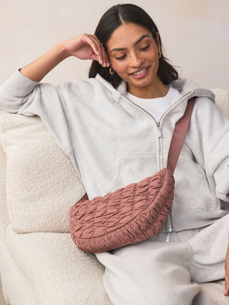 Pink Ruched Sling Bag - Image 1 of 8