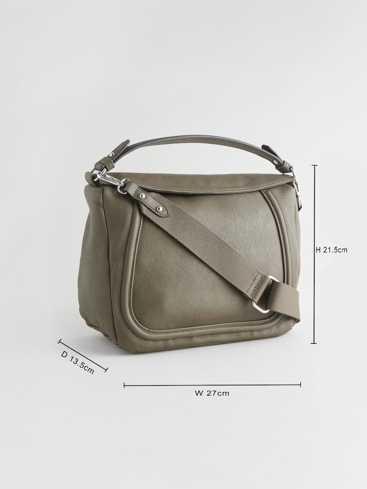 Khaki Green Slouchy Cross-Body Bag - Image 4 of 11