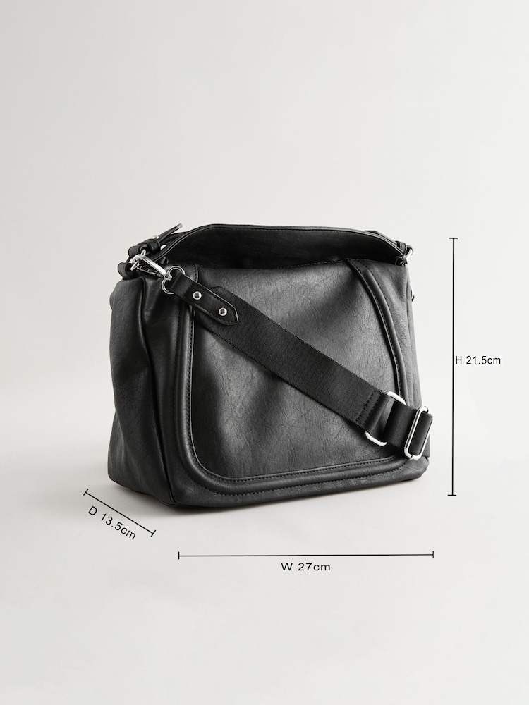 Black Slouchy Cross-Body Bag - Image 4 of 10
