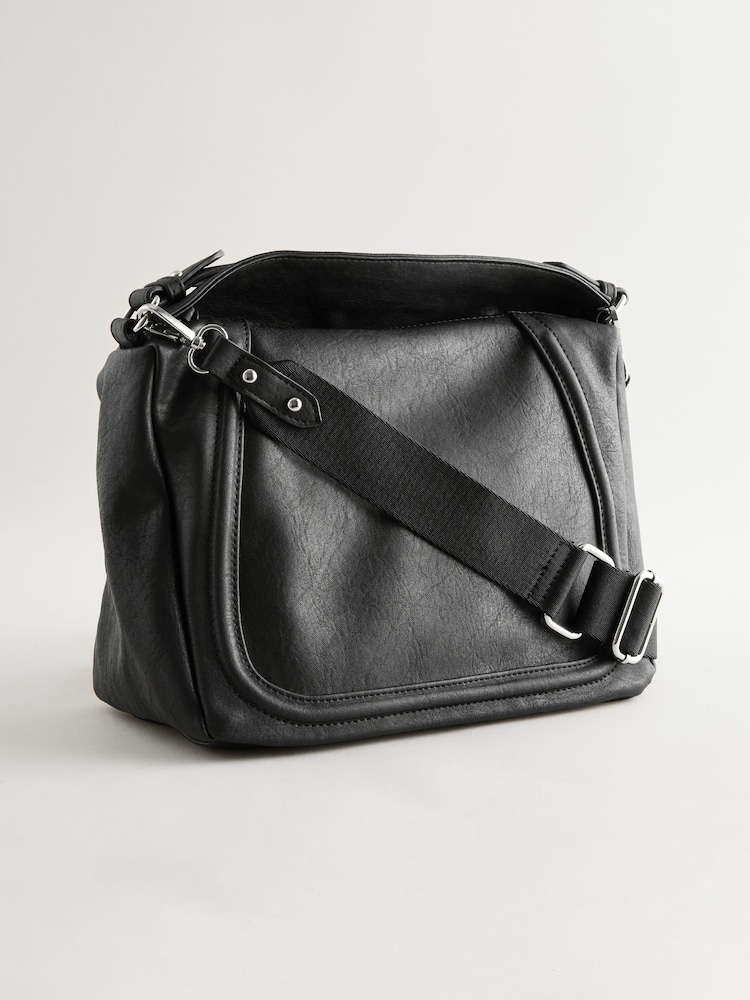 Black Slouchy Cross-Body Bag - Image 6 of 10