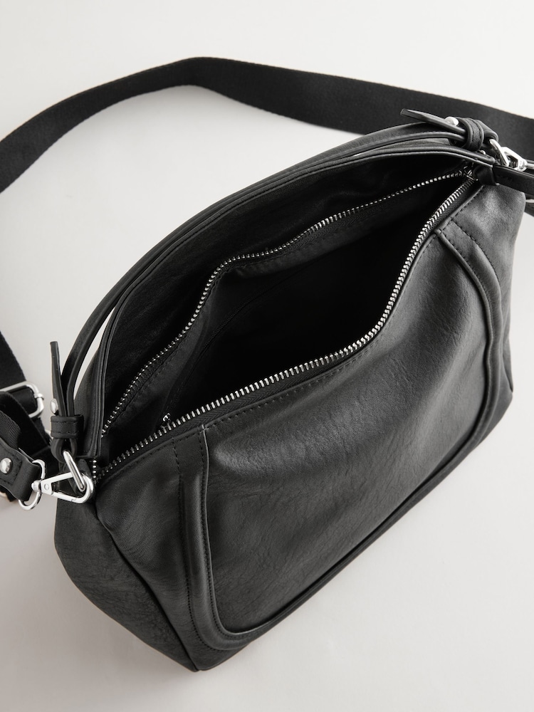 Black Slouchy Cross-Body Bag - Image 7 of 10