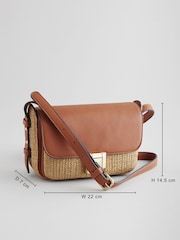 Tan Brown Raffia Cross-Body Bag - Image 4 of 10