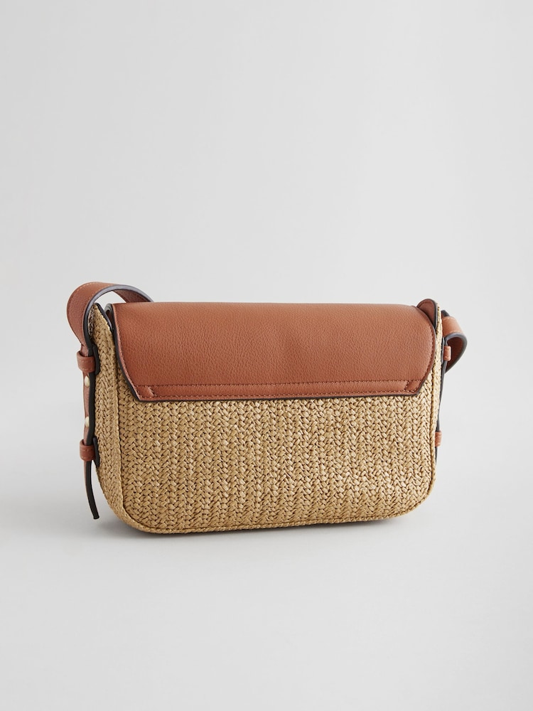 Tan Brown Raffia Cross-Body Bag - Image 7 of 10