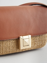 Tan Brown Raffia Cross-Body Bag - Image 8 of 10
