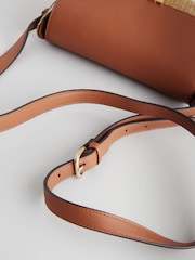 Tan Brown Raffia Cross-Body Bag - Image 9 of 10