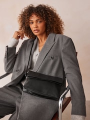 Black Leather Flap Cross-Body Bag - Image 1 of 8