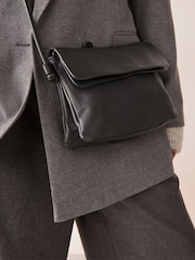 Black Leather Flap Cross-Body Bag - Image 2 of 8