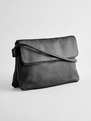 Black Leather Flap Cross-Body Bag - Image 3 of 8